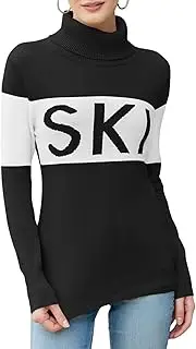 [LCXWFE] Womens Ski Sweaters Color Block Long Sleeve Turtleneck Pullover Sweater Trendy Knitwear Tops