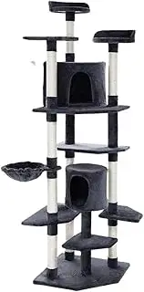 i.Pet Cat Tree Large Cats Tower Ultimate Scratching Post, 203cm Height Pet Scratcher Cardboard Posts Indoor Kittens Wooden Play House Towers and Trees Corner Toys, with Grey Plush Cover Condo Toy
