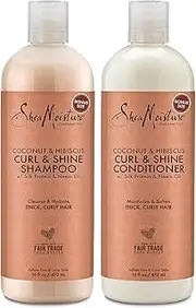 Shea Moisture Coconut and Hibiscus Curl and Shine Combination Set - Includes 470ml Shampoo & 470ml Conditioner