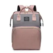 GGP Multifunctional Diaper Backpack With Mosquito Net And Insulated Pockets Pink And Grey