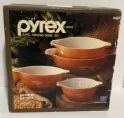 VTG New In Box Pyrex Autumn Harvest 440-49 Cinderella 4 Piece Mixing Bowl Set