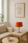 Retro Space Age Mushroom Lamp – Orange Table Light with Chrome Base | 28cm Tall