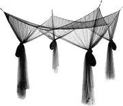 Qianly 4 Corner Post Bed Canopy Net Bed Drape Mesh Hanging Bed Valance for Girls Camping, Black