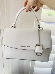 NWT MICHAEL KORS MK AVA MEDIUM TOP HANDLE SATCHEL Crossbody Bag Optic White