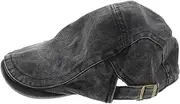 [Ipetboom] Vintage Washed News Boy Cap for Men and Women Beret Hat Stylish Flat Cap for Casual and Formal Occasions Unisex Fashionable Duckbill Design Black