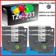 6PK P Touch Label Tape TZe231 Label Tape TZe-231 for PTD210 PT200 Laber Makers
