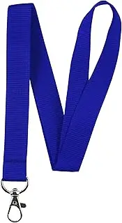 Blue Fabric Lanyard Name Tag ID Badge Card Key Holder Metal Clip Ring Case Pocket Neck Strap