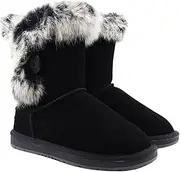 [UGG AUZLAND SHEEPSKIN] UGG Boots with Button Snow Boot Fur Chocolate,Australian Sheepskin Wool Water Resistant Anti-Slip