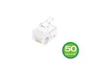 Monoprice 6P6C RJ12 Modular Plugs for Flat Solid/Stranded Cable, 1u, 2 Prongs,