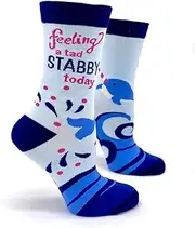[Fabdaz] Feeling a Tad Stabby Today Funny Narwhal Novelty Crew Socks for Women, Multicolor, One Size