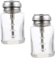 Healeved 2Pcs Transparent Glass Craft Bottles Pressing Type Refillable Sub Bottles for Cosmetics Nail Art Liquids Convenient Travel Durable Design