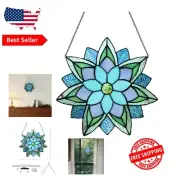 12'' Handmade Stained Glass Suncatcher - Elegant Floral Window Hanging
