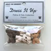 Jesse James Dress It Up Button Loops Feline & Fido Collection # 1771 Puppies x3