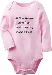 [iDzn] Ain't A Woman Alive That Could Take My Mama's Place Funny Rompers Baby Bodysuits Infant Jumpsuits Toddler Long Outfits
