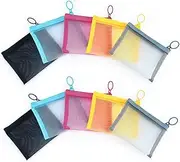 10 Pack Mini Mesh Bags With Zipper Pouch - Small Coin Purse for Lipstick, Keys, Bank Cards, Makeup Cosmetics - 5 Colors, Transparent Grid