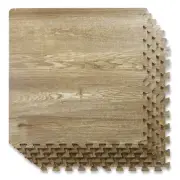 100 SqFt 3/8" EVA Foam Mat Natural Brown Wood Grain Interlocking Mat 2'X2' 25pcs