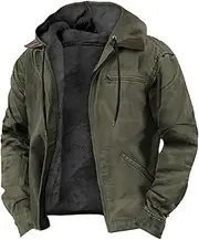 [Zylphorix] Men Zip Up Drawstring Hooded Sweater Faux Fur Lined Cotton-Padded Jacket Winter Zipper Classy Cozy Solid Warm Coat