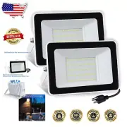 Sturdy 50W LED Outdoor Floodlight with Remote Control - 2-Pack for Yard & Garage