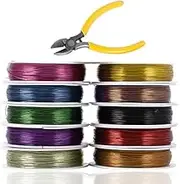 10 Pack Jewelry Beading Wire with Cutting Pliers, SourceTon Craft Wire Jewelry Beading Wire Tarnish Resistant Copper Wire for Jewelry Making (26 Gauge)