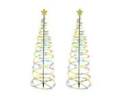 2pcs Solar Powered LED Christmas Tree Stake Light Outdoor Yard Garden Pathway Lights