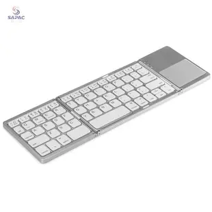 免運 便攜B033三折折疊薄款藍牙鍵盤三系統帶觸控無線藍牙鍵盤
