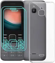 [WXPPJ] Case for Nokia 6300 4G (2.4 inches), Transparent Silicone Mobile Phone Case Shockproof Scratch-Resistant Protective Cover Soft TPU Bumper Case + 2 Pieces 9H Hardness Glass Screen Protector for Nokia 6300 4G - Clear