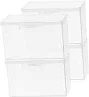 FUNNETOYU 4pcs Clear Playing Card Holder Boxes Transparent Card Deck Organizer Easy to Clean Compact Storage for Home and Travel