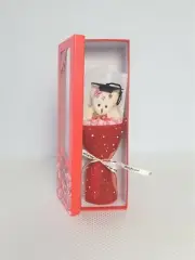 Graduation Gift Flower Bouquet Novelty Single Plush Teddy Bear in Red Gift Box