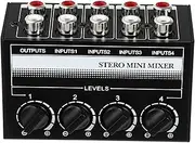 Totority Stereo Mini Audio Mixer 4 Channels Compact for Players Tape Players Computers Mobiles