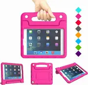 For Apple iPad Mini 1/2/3/4/5 kids Case, Kickstand Shockproof Protective Rugged Convertible Handle Stand Light Weight Kids Friendly Cover (HotPink)