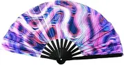 [Generic] Light Up Fans for Dancing, Handheld Folding, Festival Clack Fan, Led Party Fan, Bright Led Light Effect, Large and Bold Design, Loud Clacking Sound for Performances