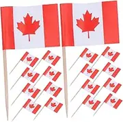 GLEAVI 150pcs Canada Flag Toothpick: Double-sided Mini Canada Flag Cupcake Toppers - Food Picks For Appetizers Cheese Markers Fruit Picks