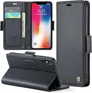 Phernykas for iPhone X & iPhone XS Wallet Case with RFID Blocking, Card Holder Magnetic Closure Shockproof Kickstand Protective PU Leather Case for iPhone X & iPhone XS Flip Case Wallet - Black
