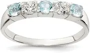[JewelryWeb] 925 Sterling Silver Polished Light Blue and White CZ Simulated Diamond Ring Band Style-Ring for Women