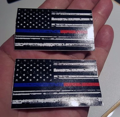 Mini Magnet Thin Blue Red Line FireFighter Police respect flag Vinyl 2.5 X 1.5