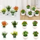 Vivid Lifelike Pot Plant Green Faux Grass Potted Artificial Flower Bonsai