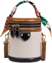 [Generic] Colorblock Bucket Bag For Women, 2025 New Summer Niche Design Cylinder Bag, Fashionable Crossbody Bag