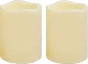 2 PCS 3" x4" Waterproof Outdoor Battery Operated Flameless LED Pillar Candles with Timer Flickering Plastic Resin Electric Decorative Light for Lantern Patio Garden Home Decor Party Wedding Decoration