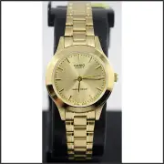 Casio Ladies Stainless Steel Gold Dial Dress Watch LTP1128N-9A New