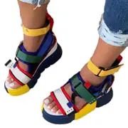 Catzon Women's Sports Leisure Chunky Platform Wedge Sandals-Multicolor