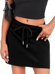 [BeautyNee] Women's Casual Drawstring Sweat Skirt High Waist Mini Skirts Bodycon Workout Skorts Pencil Skirt Athletic Skirts