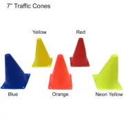 7" Vehicle Pedestrian Training Sport Traffic Cones - Blue, Orange, Red, Yellow