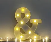 YALLOVE Alphabet Symbol & LED Lights Marquee Letter Light Up, Warm White Battery Operated Night Lights for Wedding Birthday Party Christmas Lamp Home Bar Decoration