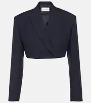 [Valentino] Valentino Giacca Crêpe Couture cropped blazer AU 16 blue