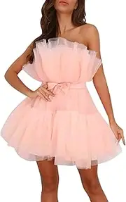 [Generic] Dress Mother Top Wedding Pleated Mesh Party Mini Dress Womens Formal Maternity Dresses