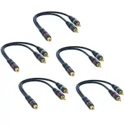 5 Pack RCA Splitter 1 Female to 2 Male Stereo Audio Y Cable for Car Subwoofer