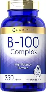 B-100 Complex Vitamins | 250 Capsules | Non-GMO, Gluten Free Supplement | by Carlyle