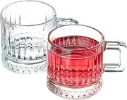 [the mask el turko] Coffee Latte Glasses, Handled Mug, Tea Cappuccino Cup Set, Ribbed Glassware (310ml/10.4oz) (2 Pcs (6.5oz))
