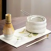 Matcha Whisk Set - 7 PCS Japanese Household Matcha Tea Kit for Tea Lovers,Traditional Cup of Japanese Matcha Tea (White)