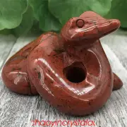 1pc Natural red jasper snake skull quartz crystal carved decoration reiki 2''